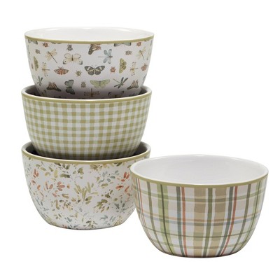 Set of 4 Green Fields Assorted Ice Cream Bowls - Certified International