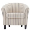 Polyester Upholstered Stripe Barrel Chair with Plush Cushion, Studded Accents and Birch Wood Legs - 2 of 4