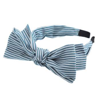 Unique Bargains Women's Double Bow Knot Fashion Stripe Pattern Headband 1.34 Inch Wide 1 Pc
