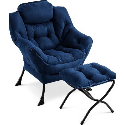 GustoWave Lazy Chair with Ottoman, Modern Lounge Accent Chairs with Footrest, Armrest, Side Pocket, Reading Cozy Lounge Sofa Chair for Living Room