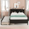 Full/Twin Size Platform Bed with Bookcase Headboard, Twin Size Trundle Bed and Drawers-ModernLuxe - 3 of 4