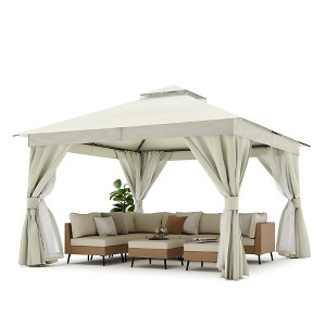 Decksplore 12'x12' Patio Gazebo with Double Roof, Mosquito Net & Privacy Screens - 1 of 4