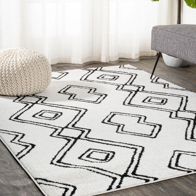 Deia Moroccan Style Diamond Shag Area Rug  - JONATHAN Y