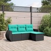 vidaXL Patio Sofa Set with Cushions Outdoor Furniture 4 Piece Poly Rattan - Black and Blue - 2 of 4