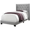 Monarch Specialties Bed Twin Size Platform Teen Frame Upholstered Velvet Wood Legs Grey Transitional - 4 of 4