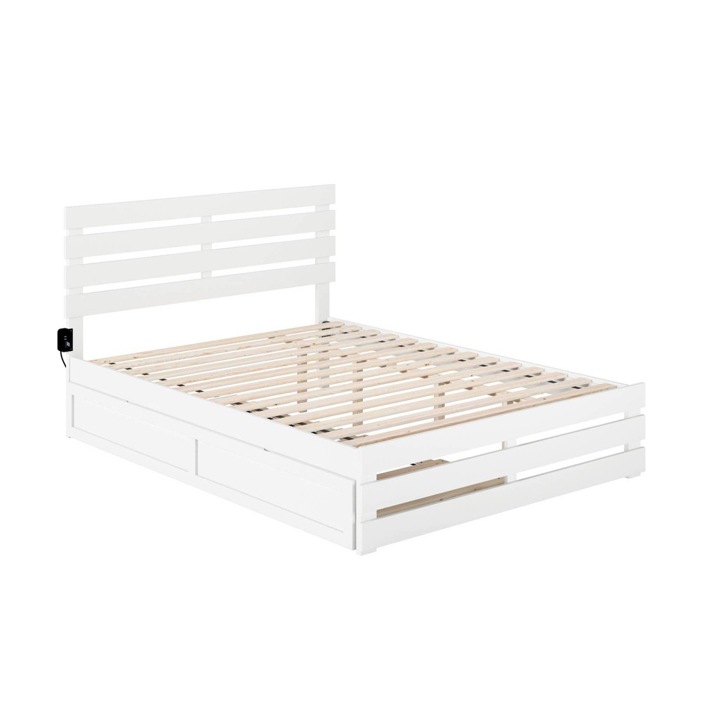 Photos - Bed Frame AFI Queen Oxford Bed with Footboard and USB Turbo Charger with XL Trundle Whit 