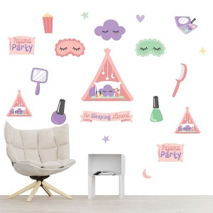 Big Dot of Happiness Pajama Slumber Party - Peel and Stick Girl Birthday Vinyl Wall Art Stickers - Wall Decals - Set of 20 - 1 of 4