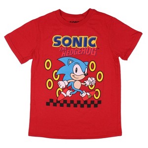 Seven Times Six Sonic the Hedgehog Big Boys' Video Game Series Character Tee T-Shirt Crewneck Red - 1 of 3