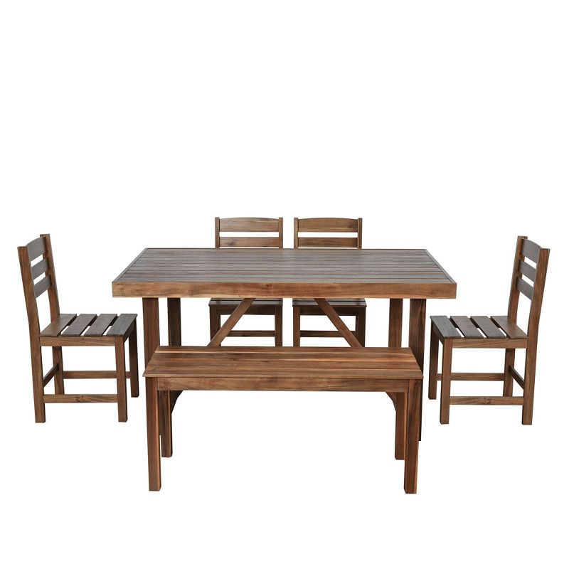 6-Piece Acacia Wood Outdoor Table and Chair Set, Patio Furniture Set For 6 Person 4A - ModernLuxe, 5 of 11
