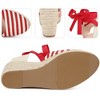 BLISSFUL STEP Women's Stripe Lace Up Round Toe Wedge Sandals - 3 of 4