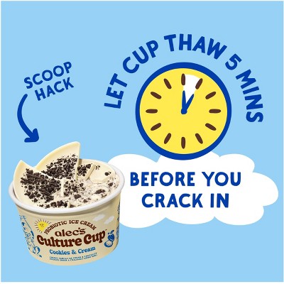 Alec's Ice Cream Culture Cup Frozen Cookies & Cream - 14 fl oz/4ct