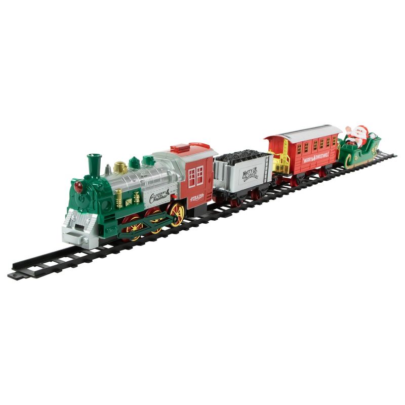 Northlight 16 Pc Silver and Red Battery Operated Lighted and Animated Christmas Holiday Train Set with Sound, 3 of 5