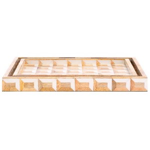 Aria Rectangle Tray Nested Set Of 2 - RDC5010 - Antique Ivory/Natural Brown - Safavieh - 1 of 4