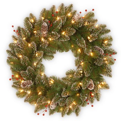 National Tree Company 24" Glittery Mountain Spruce with LED Lights