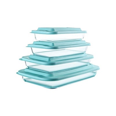 Apex Vanguards 8-Piece Green Deep Glass Rectangular Containers