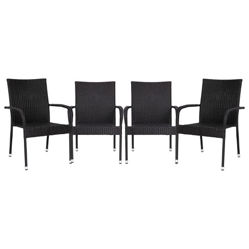 Flash Furniture Maxim Set Of 4 Stackable Indoor/outdoor Wicker Dining