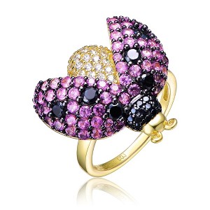 Gold and Black Plated Multi-Colored Cubic Zirconia Ring – A Striking Blend of Colors and Tones with Sparkling Stones for a Unique, Eye-Catching Design - 1 of 3