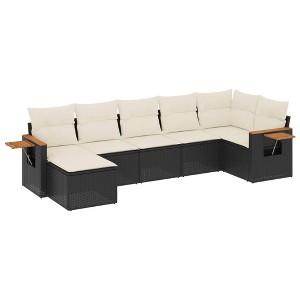 vidaXL Garden Sofa Set Black PE Rattan Large Adjustable Feet - 1 of 4
