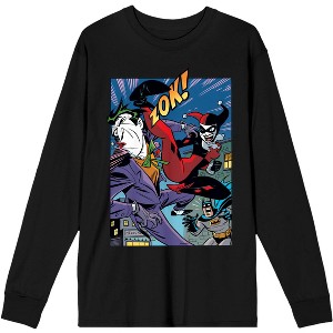DC Comic Book Harley Quinn & The Joker Men's Black Long Sleeve Tee- - 1 of 2
