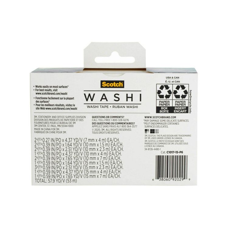 Scotch 15pk Expressions Washi Tape: Multicolor Decorative & Cute Tape Set for Art & Stationery, 6 of 6