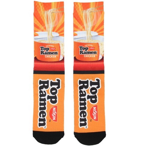 Nissin Top Ramen Men's Socks The Original Noodle Lunch Sublimated Crew Socks Orange - image 1 of 3