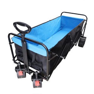 SKRAN Wagon Cart Outdoor,Foldable Wagon Cart,Capacity Heavy-Duty Steel Mesh Utility Cart,with Removable Sides,for Beach,Shopping - 1 of 4