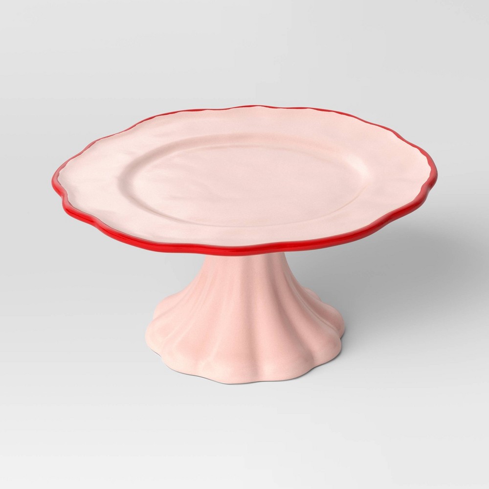 10.25" Stoneware Dessert Pedestal Light Pink - Threshold™ Set 2
