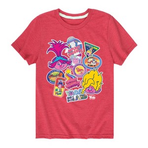 Boys' - Trolls - Road Trip Stickers Viva and Poppy Short Sleeve Graphic T-Shirt - 1 of 4