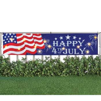Collections Etc Happy 4th of July LED Lighted Patriotic Banner