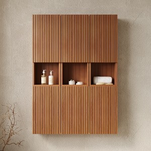 GDFStudio Houck 41" Modern Woodgrain Bathroom Wall Mounted Cabinet - 1 of 4