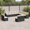 vidaXL 13 Piece Patio Sofa Set with Cushions Black Poly Rattan - Black and Cream Without Table - 2 of 4