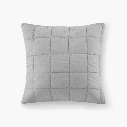 LIVN CO. Solid Grid Textural Weaved European Pillow Sham 26x26 Grey