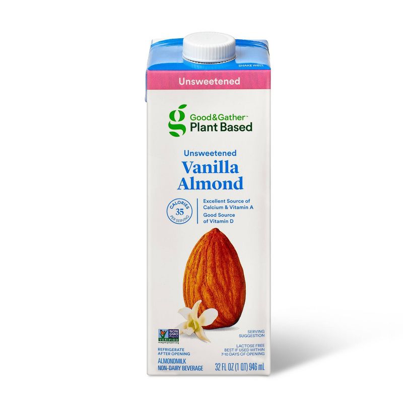 Unsweetened Vanilla Almond Milk - 32oz - Good &#38; Gather&#8482;, 1 of 4