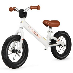 Infans Toddler Balance Bike, No Pedal 12” Training Bicycle for 3+ Years Old Kids with Rubber Tires and Height Adjustable Handlebar & Seat, White - 1 of 4