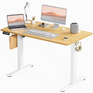 Lyngins Ergonomic Standing Desk with T-Shaped Metal Bracket, Height-Adjustable Office Desk, Modern Computer Desk for Home Office/Gaming/Study - 1 of 4