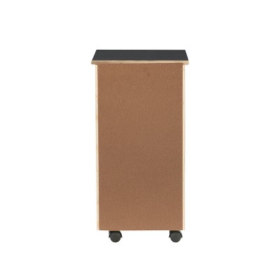 Cary Black Pine Wood Six Drawer Rolling Storage Cart