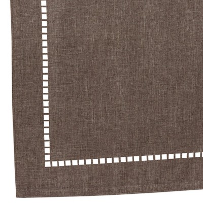 Charcoal Polyester Laser-Cut Hemstitch Dining Table Runner, 14" x 108"