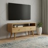 HomeRoots 35" Oak Solid Wood Enclosed and Open Storage TV Stand - 2 of 4