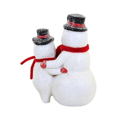 6-Inch Glittered Snowman Pair with Winter Tree Figurines