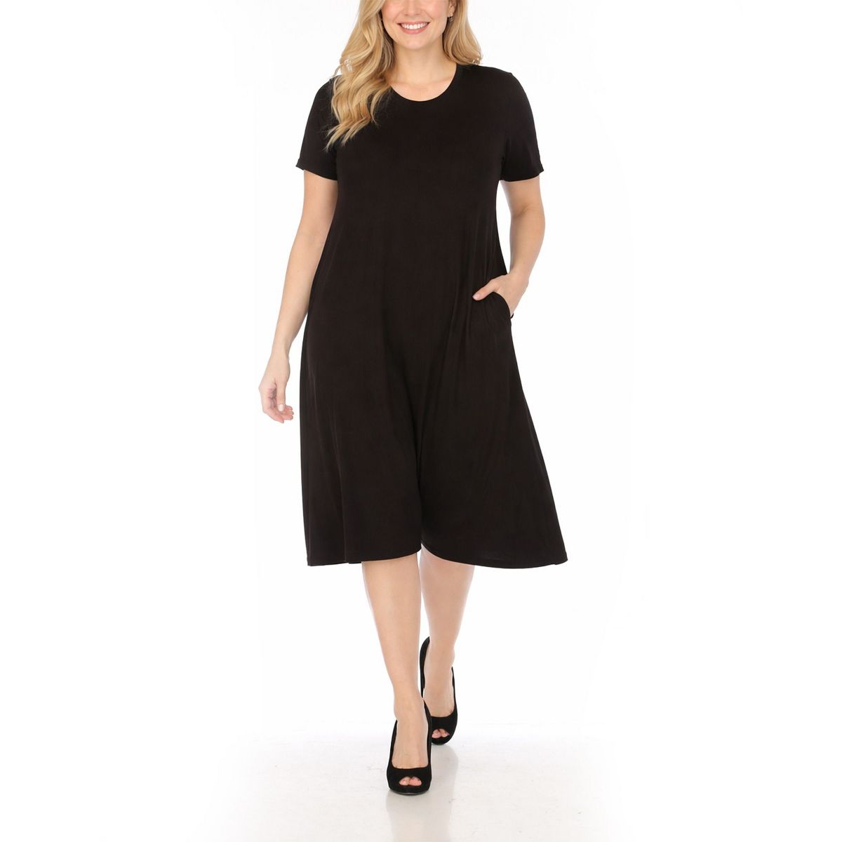 Women's Tee Swing Midi Dress -White Mark