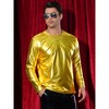 INSPIRE CHIC Men's Round Neck Long Sleeves Shining Disco Metallic T-Shirt - 3 of 4