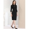 Allegra K Women's Front Tie Neck 3/4 Sleeve Work Bodycon Dress - 4 of 4