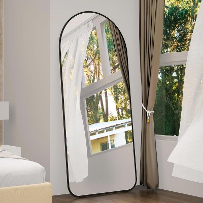 Acekool 71"x32" Arched Full Length Mirror, Black Aluminum Frame, Large Standing Mirror for Living Room, Bedroom, Entryway