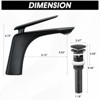 Kumasinova Matte Black Single Handle Bathroom Faucet 1 Hole,Solid Brass Vanity Faucet with Pop-Up Drain,Bathroom Sink Faucet with Supply Lines - 3 of 4
