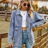 Coolmee Women's Jean Jackets Trendy Button Up Denim Shirt Jacket Oversized Long Sleeve Coat Fashion Clothes with Pockets - 4 of 4