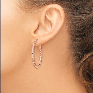 Chisel Stainless Steel Polished and Textured Rose IP-plated Hollow Hoop Earrings - 1 of 4