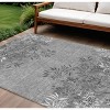 Gray Charcoal And Ivory Floral Washable Indoor Outdoor Area Rug - 2 of 4