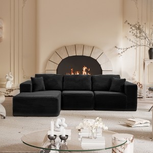 MAYEERTY 104 in Plush Fleece Convertible Sofa, Compressed Zero-Assembly Modular Beige Living Room Sofa - 1 of 4