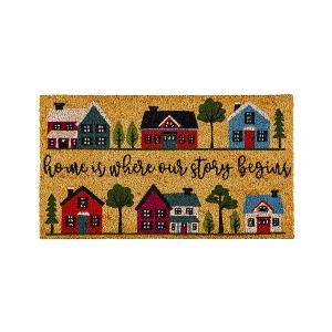 Evergreen Neighborhood Indoor Outdoor Natural Coir Doormat Home Decor - 1 of 3