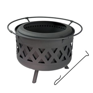 Sunnydaze Crossweave Outdoor Wood-Burning Steel Smokeless Fire Pit for the Backyard - Black - 30" - 1 of 4